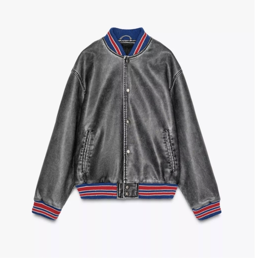 Zara BOMBER Jacket FAUX Leather